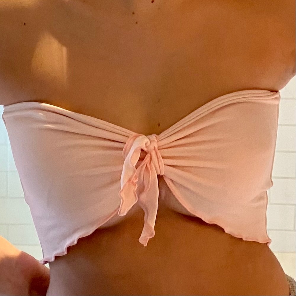 Pink tie swim top